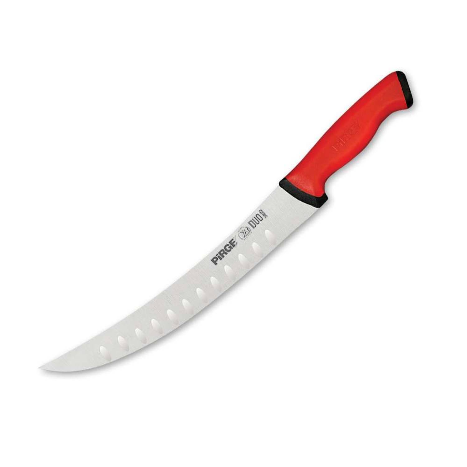 П knife Pirge 34622 Duo для нарезки мяса 21 см - кривой и ребристый лезвие с эргономичной красной ручкой