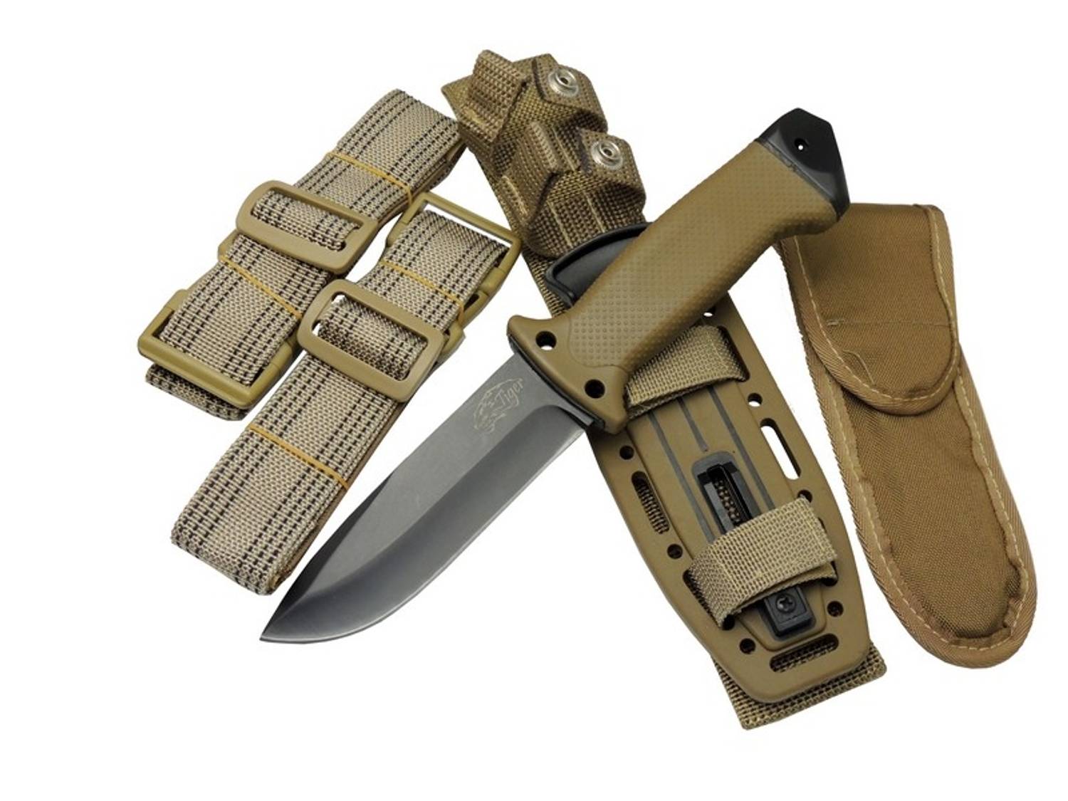 Ніж Columbia Tiger Tactical HTM 3321 B коричневий 27 см з неопреновою рукояткою, в наявності чохол, в упаковці, ідеальний для активного відпочинку