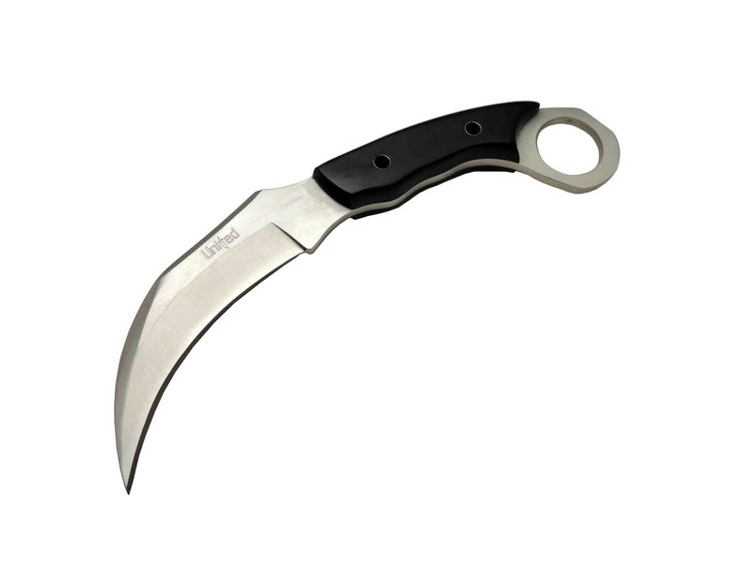 Ніж United Claw Cutter Karambit UK 1 чорний, 17 см, з пластиковою рукояткою, популярний для близького бою та активного відпочинку