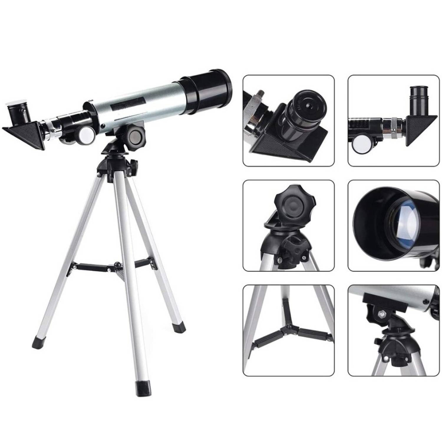 Мини телескоп Kara Uzay с алюминиевым корпусом, штативом, увеличением 50x360, для просмотра звезд и ландшафта, защитный чехол в комплекте