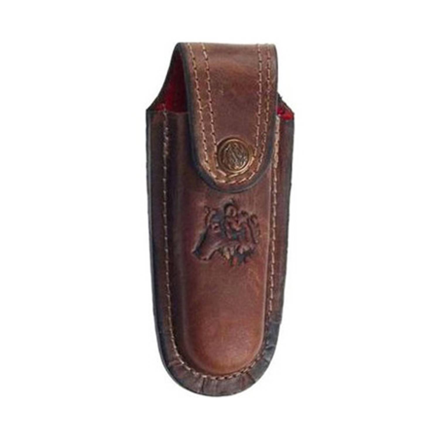Чохол для ножа з фігуркою вовка, натуральна шкіра, розмір 16 x 5 см, з кріпленням на пояс
