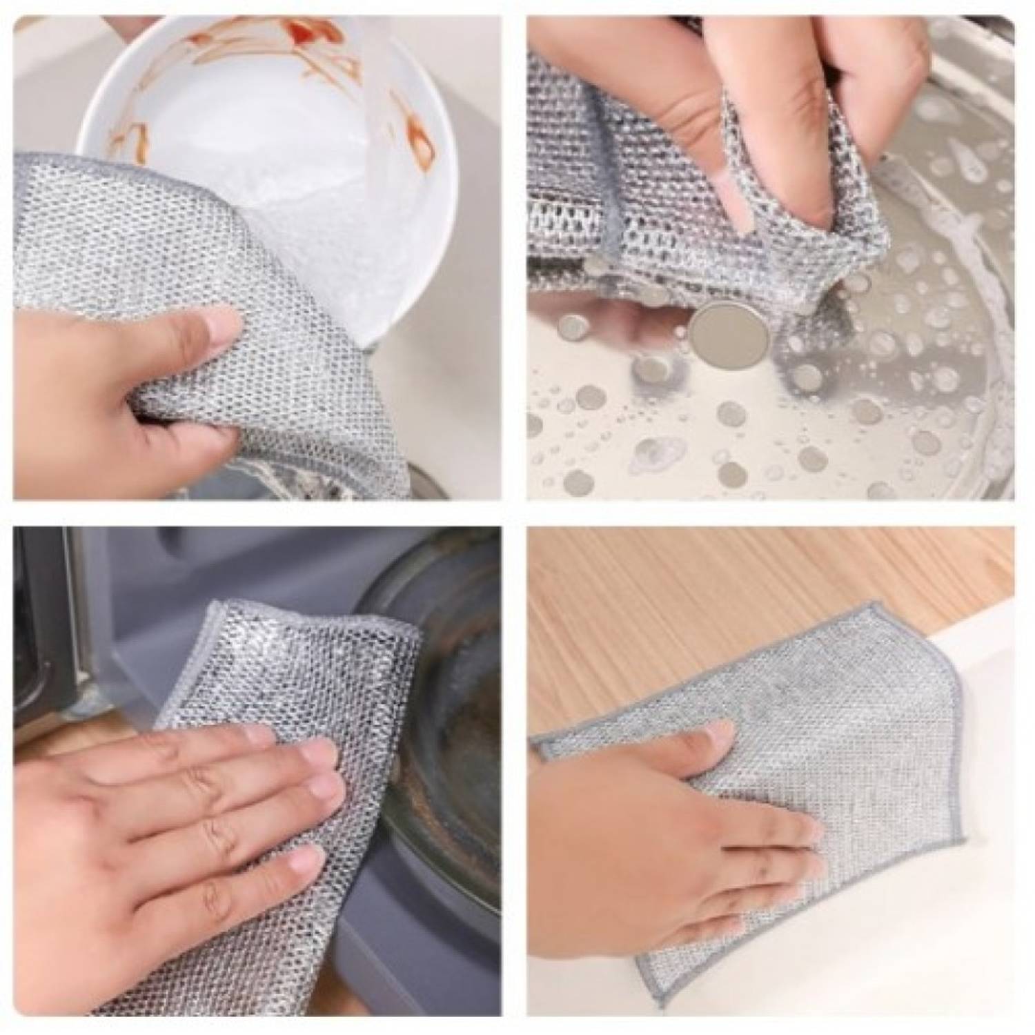 Многофункциональная металлическая губка для мытья посуды 20х20 см, идеально подходит для влажной и сухой уборки без царапин