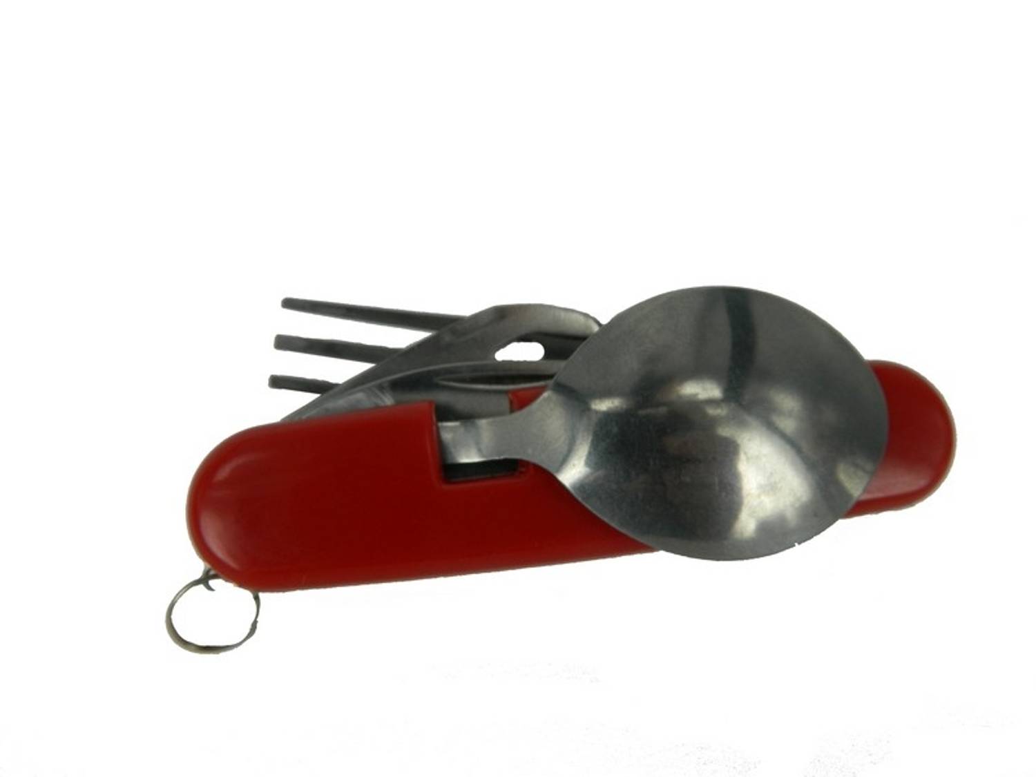 Многофункціональний ніж K 524 RD (вилка, ложка, ніж) 9 см - легкий і міцний пластиковий корпус, ідеальний для кемпінгу та подорожей