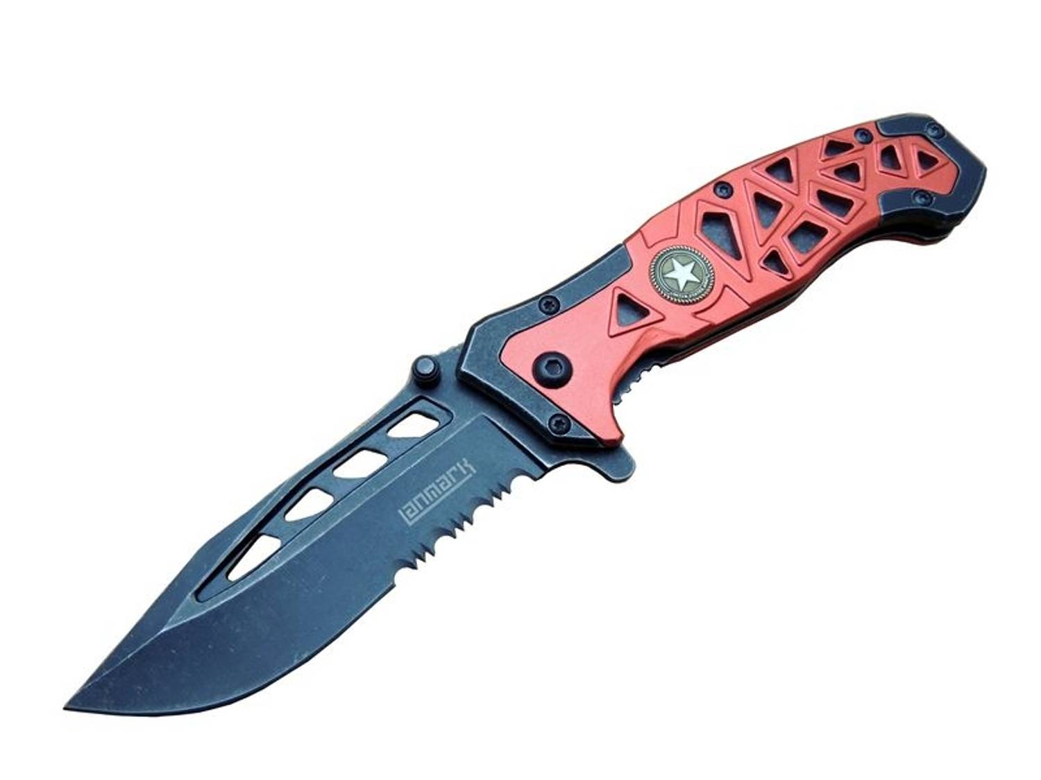 Нож Lanmark MX50 с пилой, 21 см, автоматический, с чехлом для пояса, идеален для кемпинга и outdoor-активностей