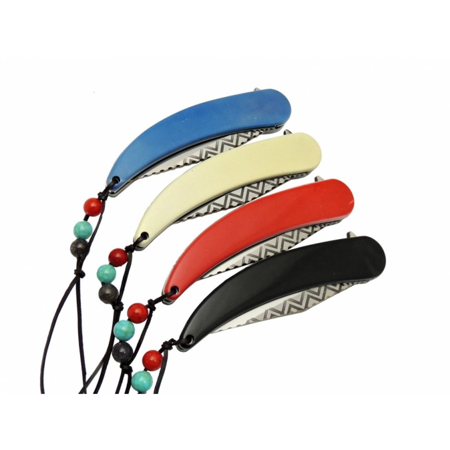 سكين تجميعية أباشي MC-A046RD بطول 21 سم، مع مقبض بلاستيكي مزخرف بنقوش الهنود الأمريكيين