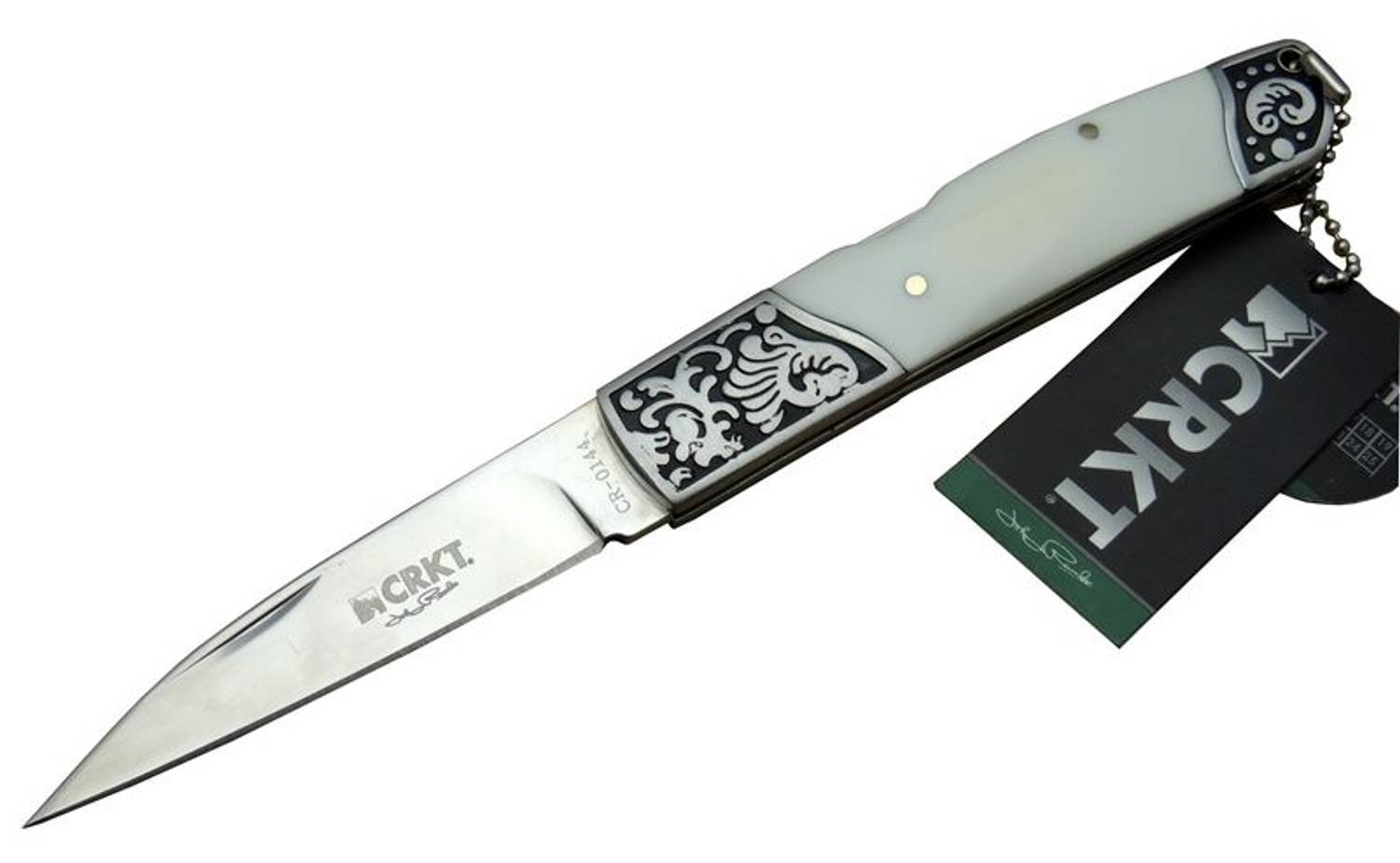 سكين كامب CRKT CR 0144 WY بطول 20 سم بمقبض من اللؤلؤ وبحافظة وعلبة، مثالية لعشاق التخييم والمجموعات