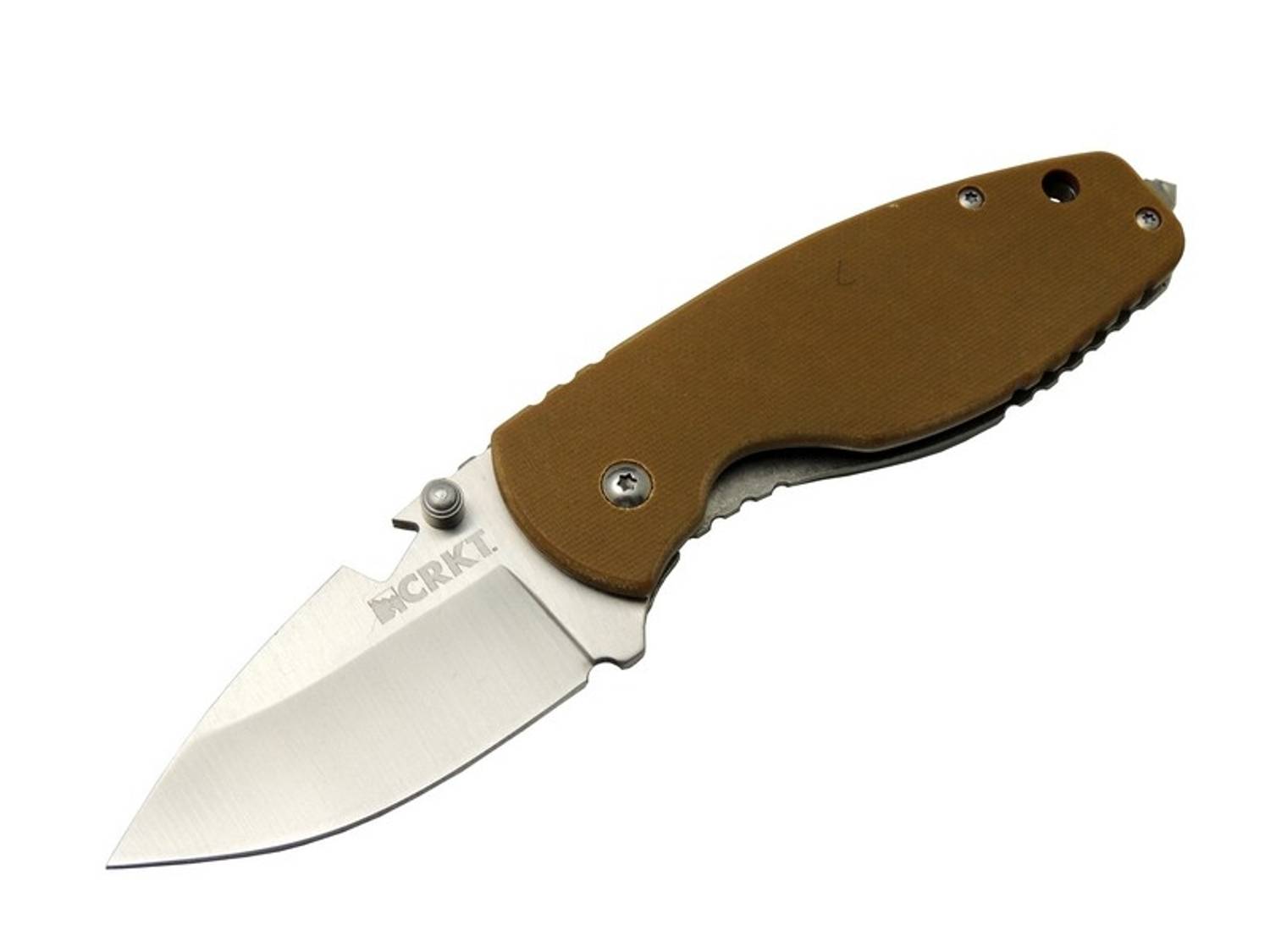 سكين التخييم CRKT 3329 BRW Heat 18 سم بمقبض معدني، مع غلاف، عبارة عن فتاحة، وبنية مثبَّتة