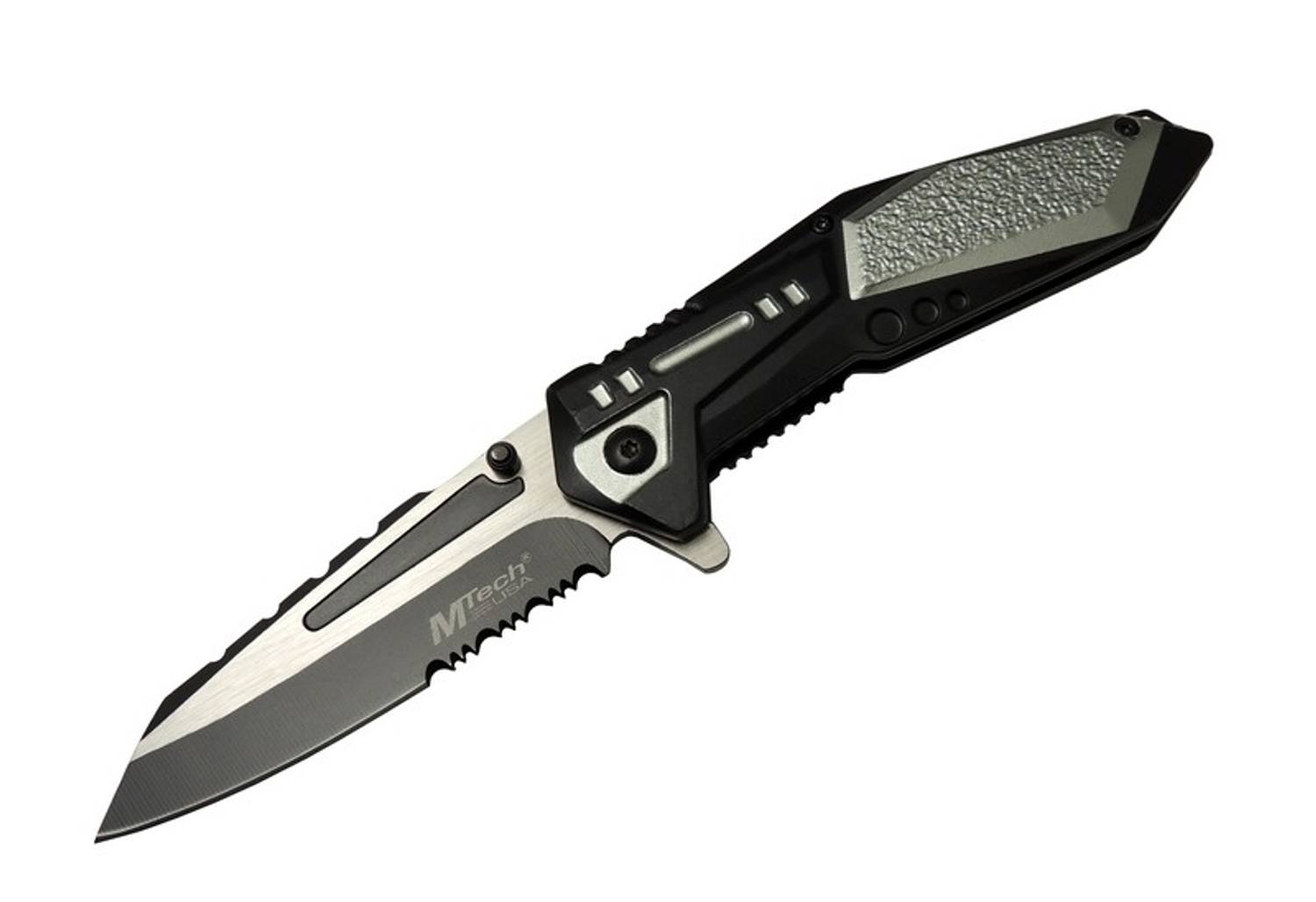 4172 Gri Kamp Çakı 21cm - Yarı Otomatik, Kemerlikli, Testere Detaylı