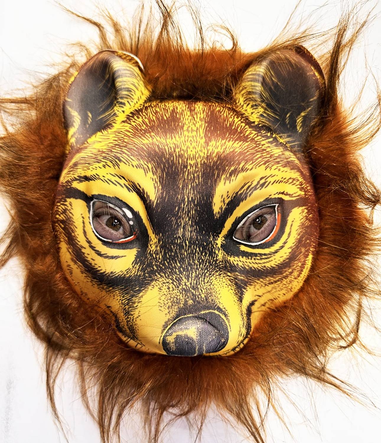 Маска тигра з коричневим волоссям, левом та леопардом Mega Peluş 32 розмір, м'який EVA матеріал, зручна, ідеально підходить для костюмованих вечірок