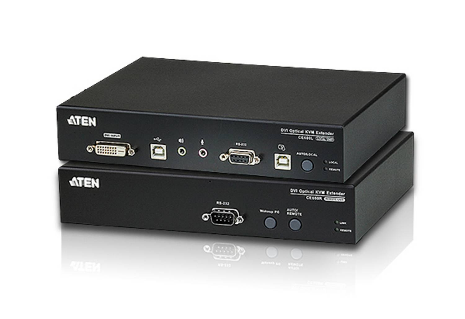 DVI Fiber Optik KVM (Keyboard/Video Monitor/Mouse) Mesafe Uzatma Cihazı, Ses (hoparlör ve mikrofon) bağlantı desteği, 600 metre, USB Konsol&lt;br&gt;USB DVI Optical KVM Extender (1920 x 1200@600m)