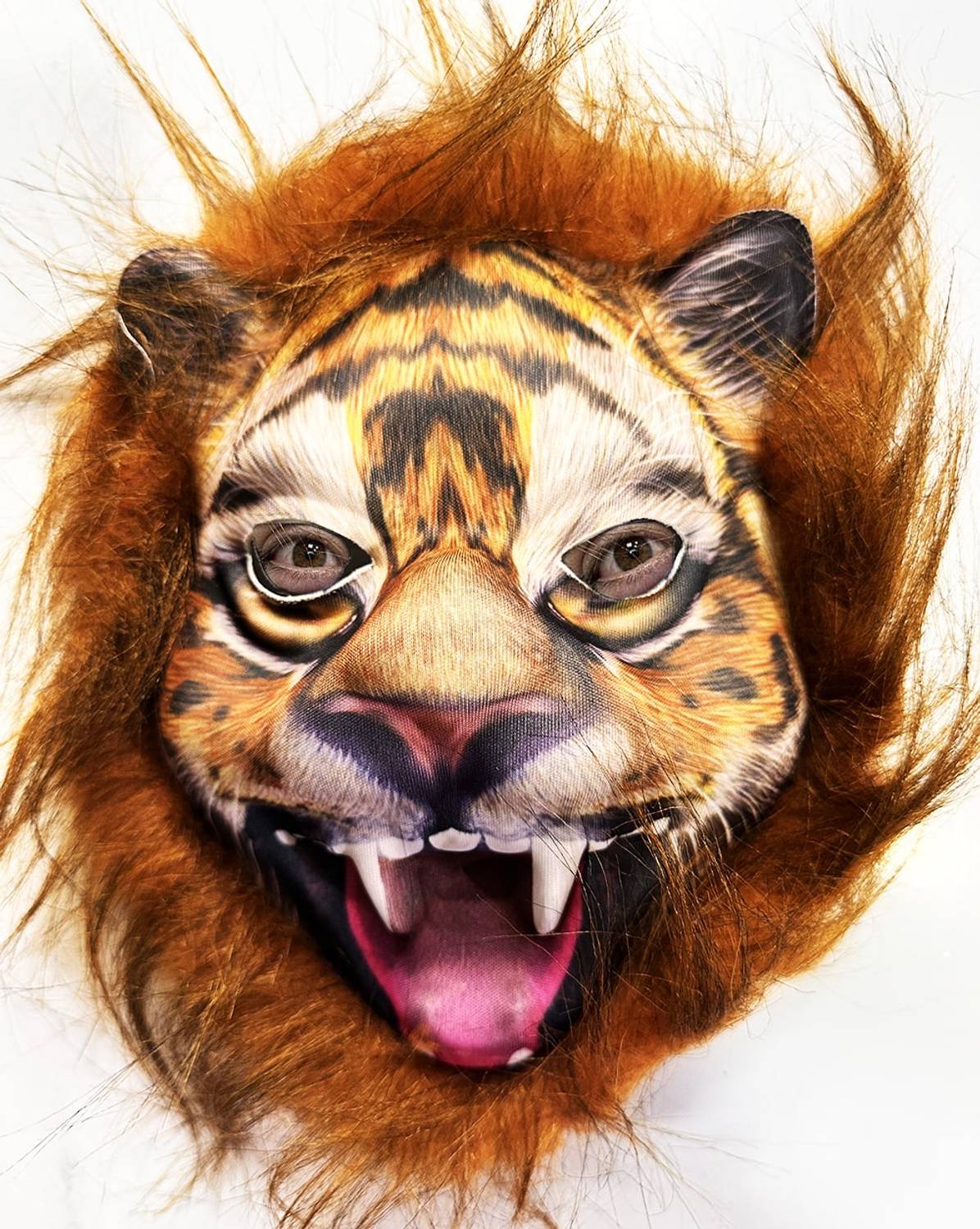 Маска «Лев з коричневим волоссям і манежем» Mega Plush 28, м'який Eva матеріал, для костюмованих вечірок та театральних вистав