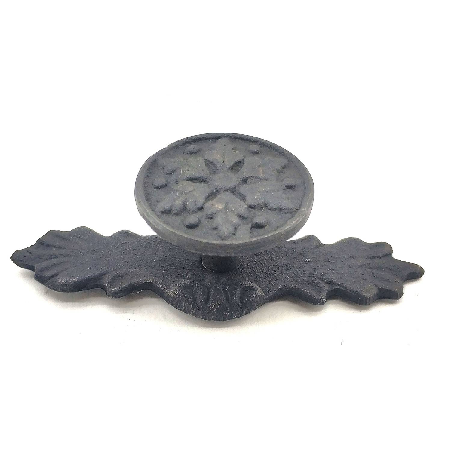 Антикварна декоративна латунна квіткова кнопка - 27x70 мм, окислена, елегантний дизайн для меблів