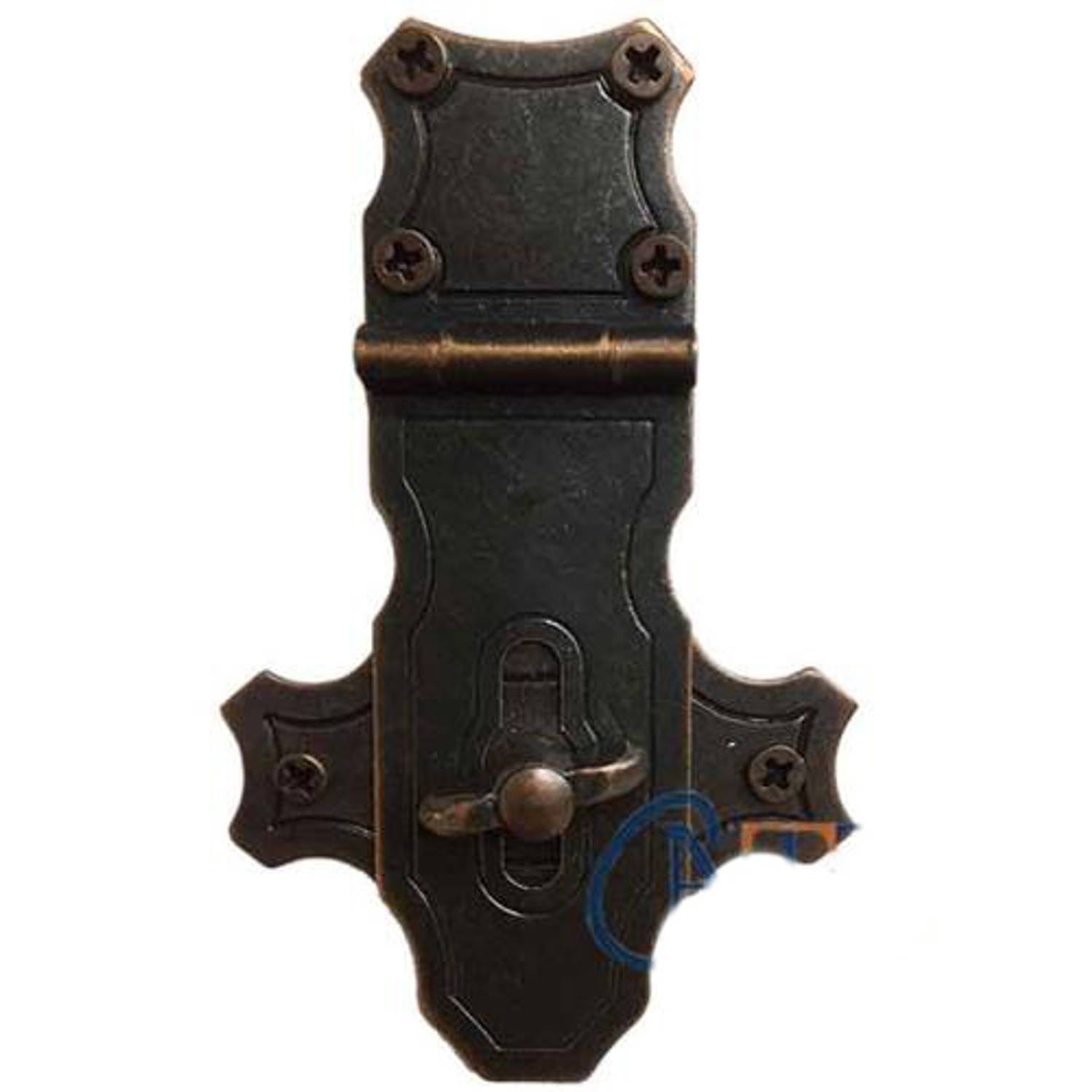 Декоративна ключова клямра для скриньки - 40x65мм, оксидоване, 100 штук, ідеальна для антикварних меблів та надійного закриття кришок