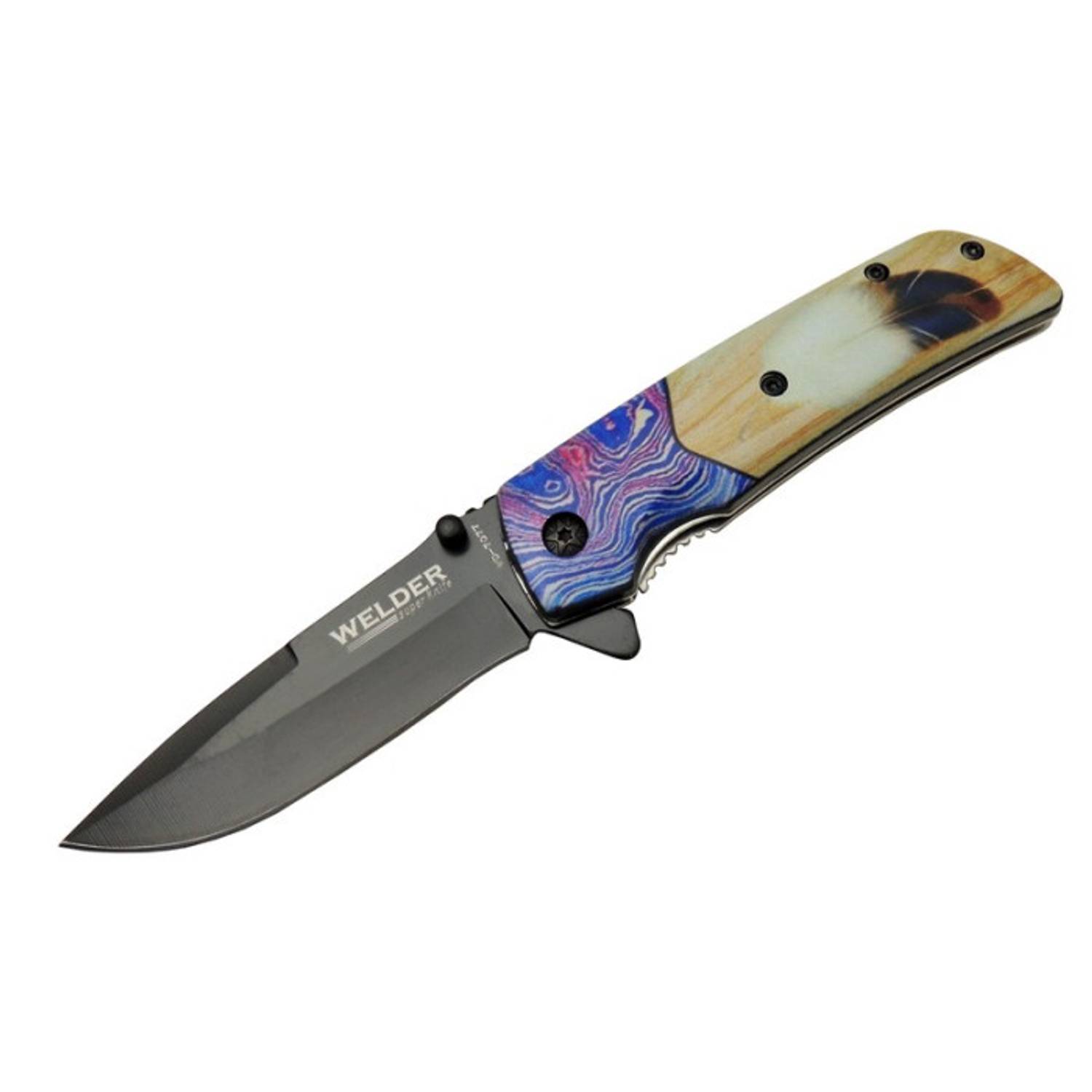 سكين تويل بطول 20.5 سم بنظام نصف أوتوماتيكي مع غلاف حزامي، تصميم عصري أنيق ورائع مع قبضة مريحة من التويل