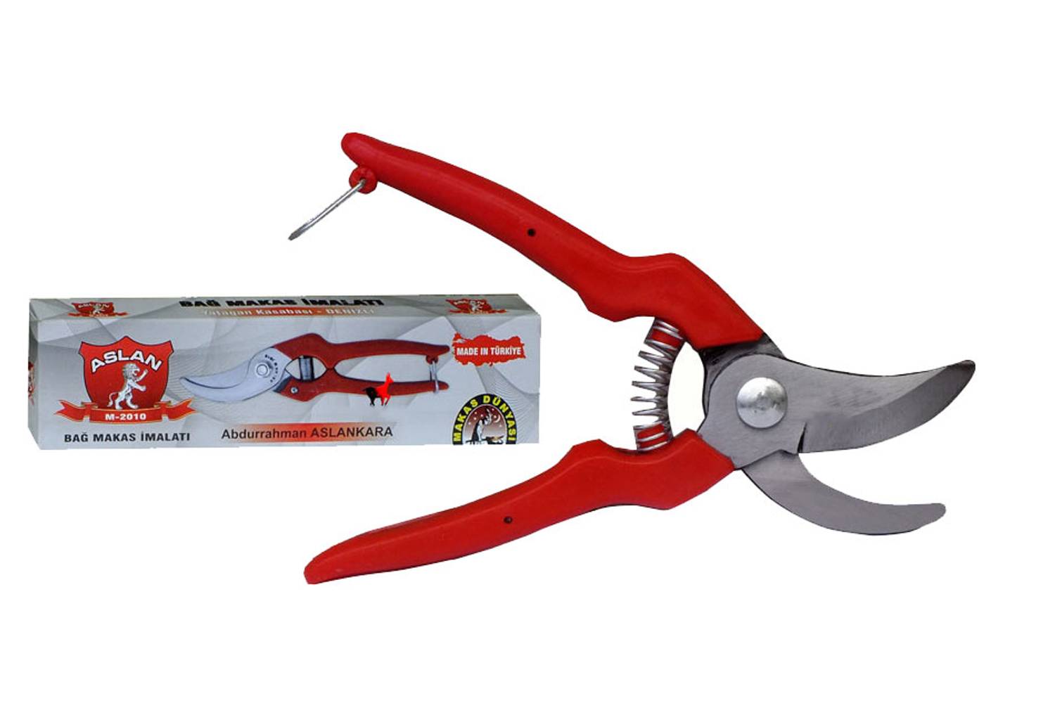مقص أسلان M-2010 للبستنة - تصميم أنيق غير قابل للصدأ مع قبضة مريحة لقص فعال وفائق الجودة للأشجار والنباتات