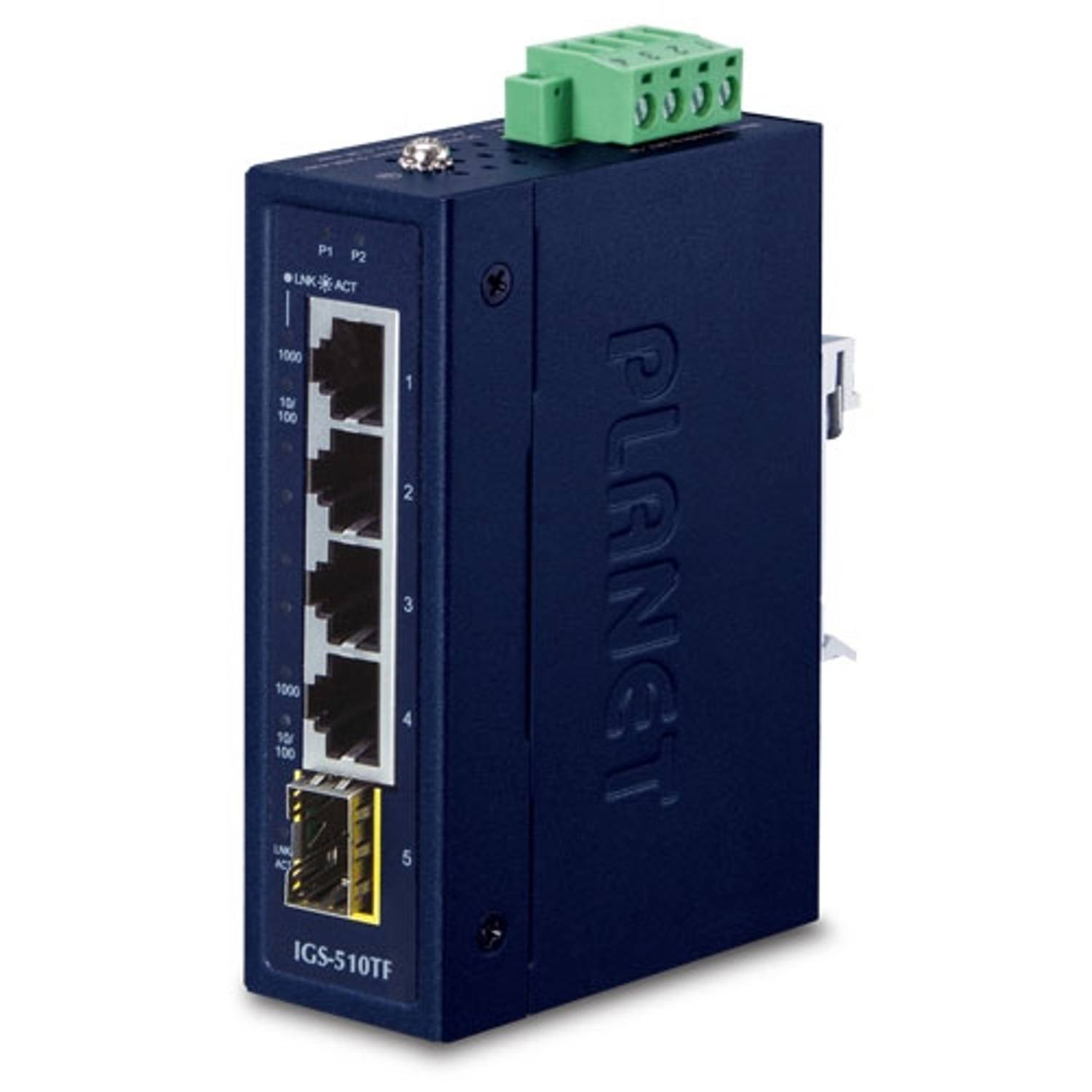 Endüstriyel Kompakt 4-Port 10/100/1000T + 1-Port 100/1000X SFP Gigabit Ethernet Switch<br>Industrial Compact 4-Port 10/100/1000T + 1-Port 100/1000X SFP Gigabit Ethernet Switch