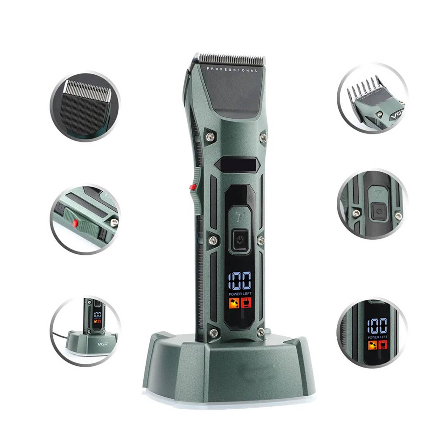 Професійна зарядна машина для стрижки волосся та бороди V-696 з живленням від USB та електрики, повний час роботи 300 хвилин