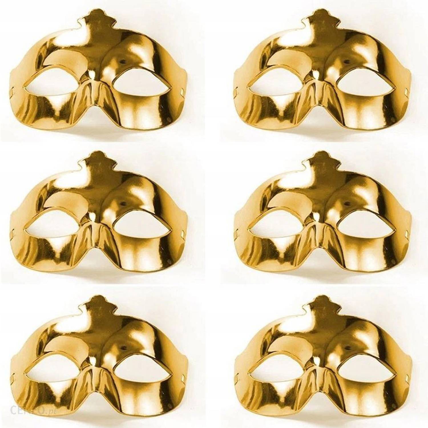 Золоті металізовані бал маски 6 шт для вечірок, стильний та яскравий дизайн, ідеальні для будь-якої події або свята