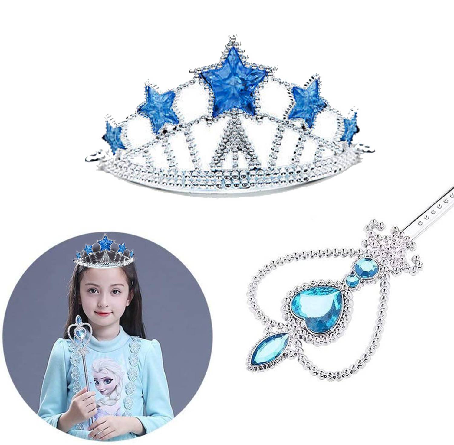 Набор короны и посоха Эльзы из "Холодного сердца" 2 предмета для маленьких принцесс