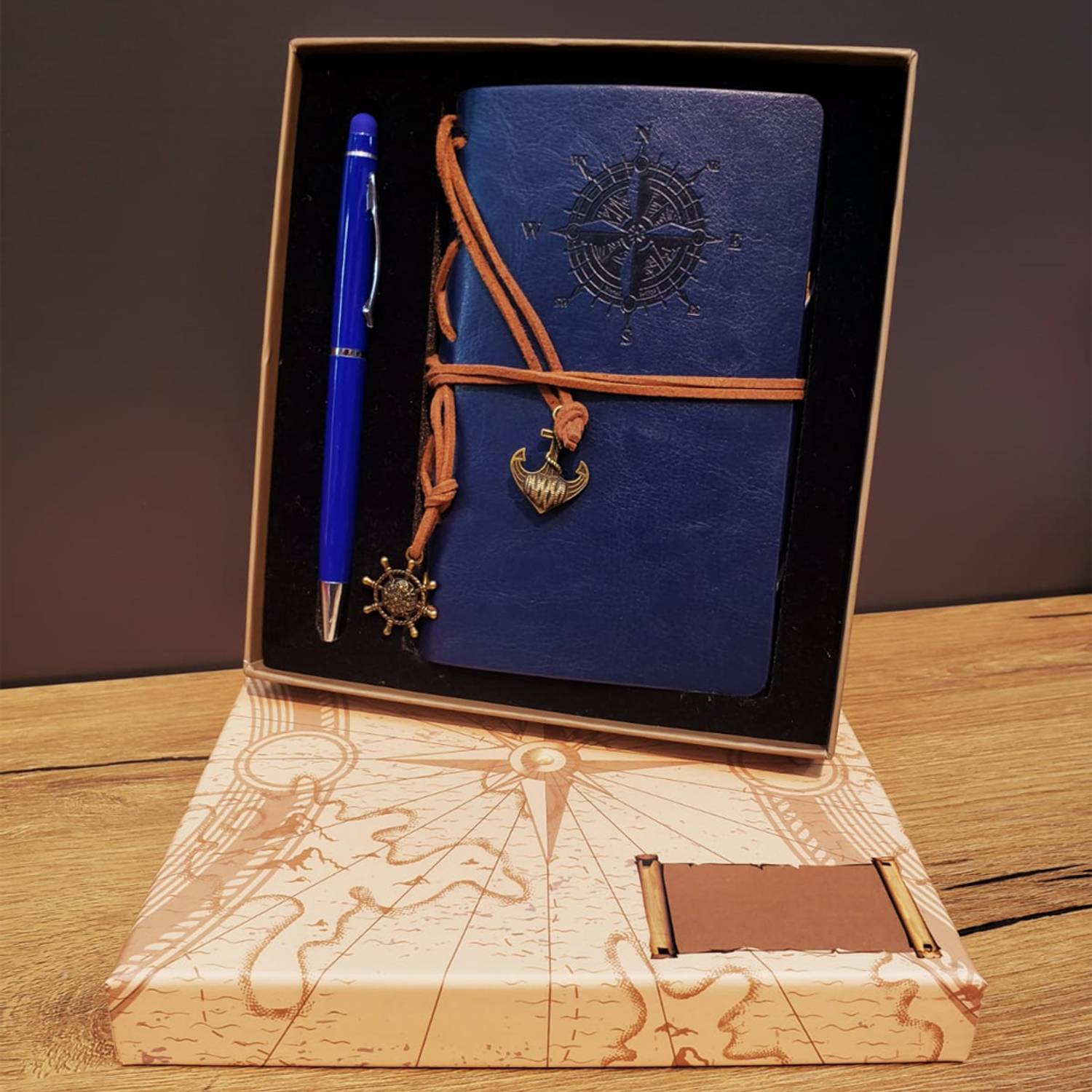 Набор блокнота и ручки с компасом, кожаный блокнот без линий, металлическая ручка с функцией тачпада, идеальный подарок на любой случай