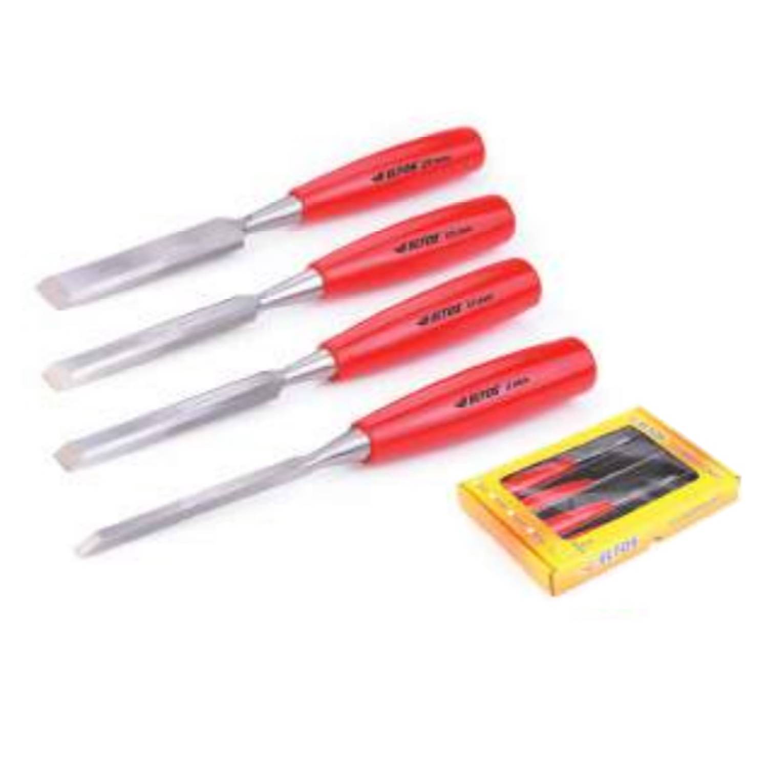 Набір дерев'яних стамесок 4 шт. - 6, 12, 18, 25 мм, ергономічні ручки, висока якість, для точних різьблення та обробки дерева