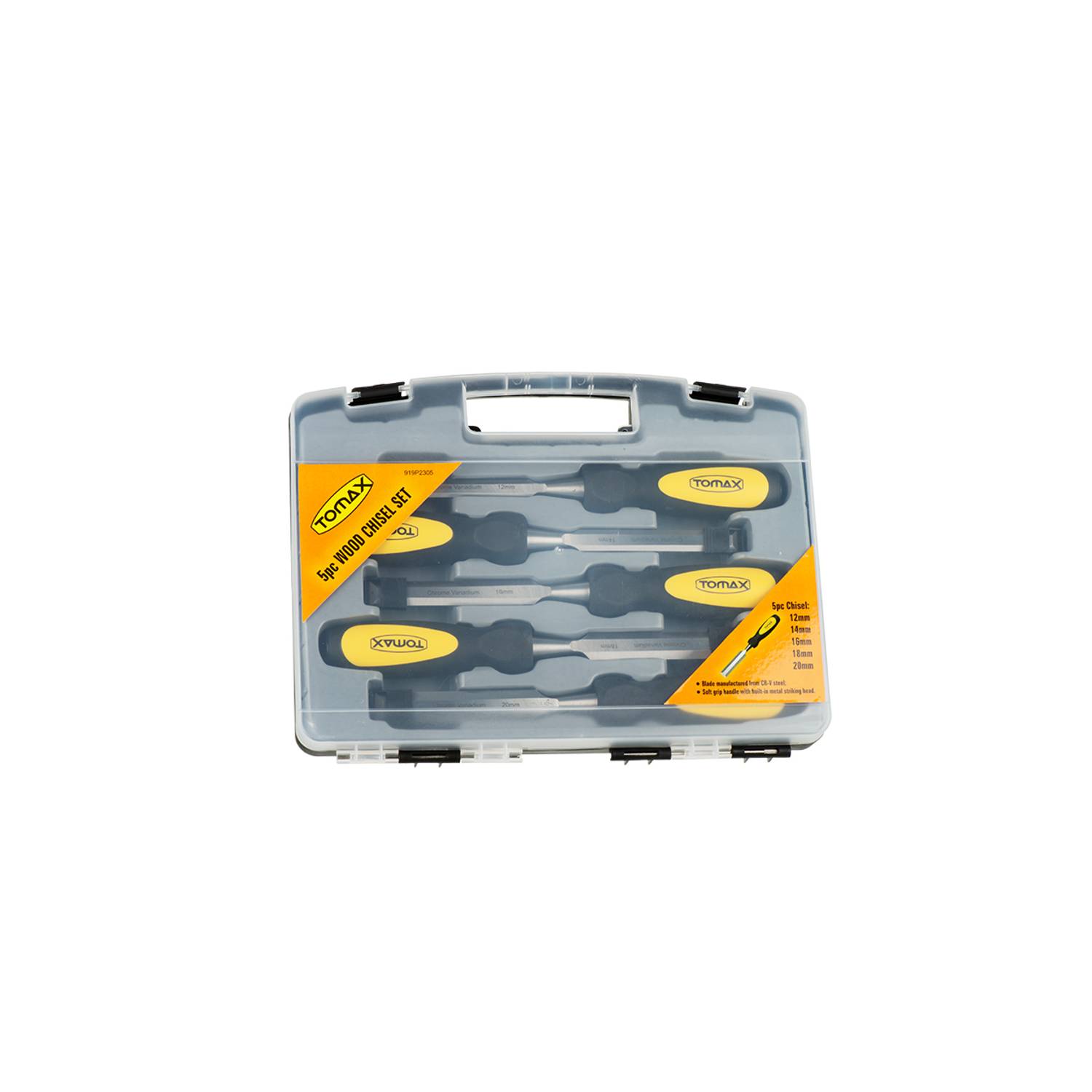Комплект стамесок Tomax 5 шт - 12-14-16-18-20 мм для обробки дерева, висока якість сталі, зручна ручка, відмінно підходить для різьблення та створення меблів