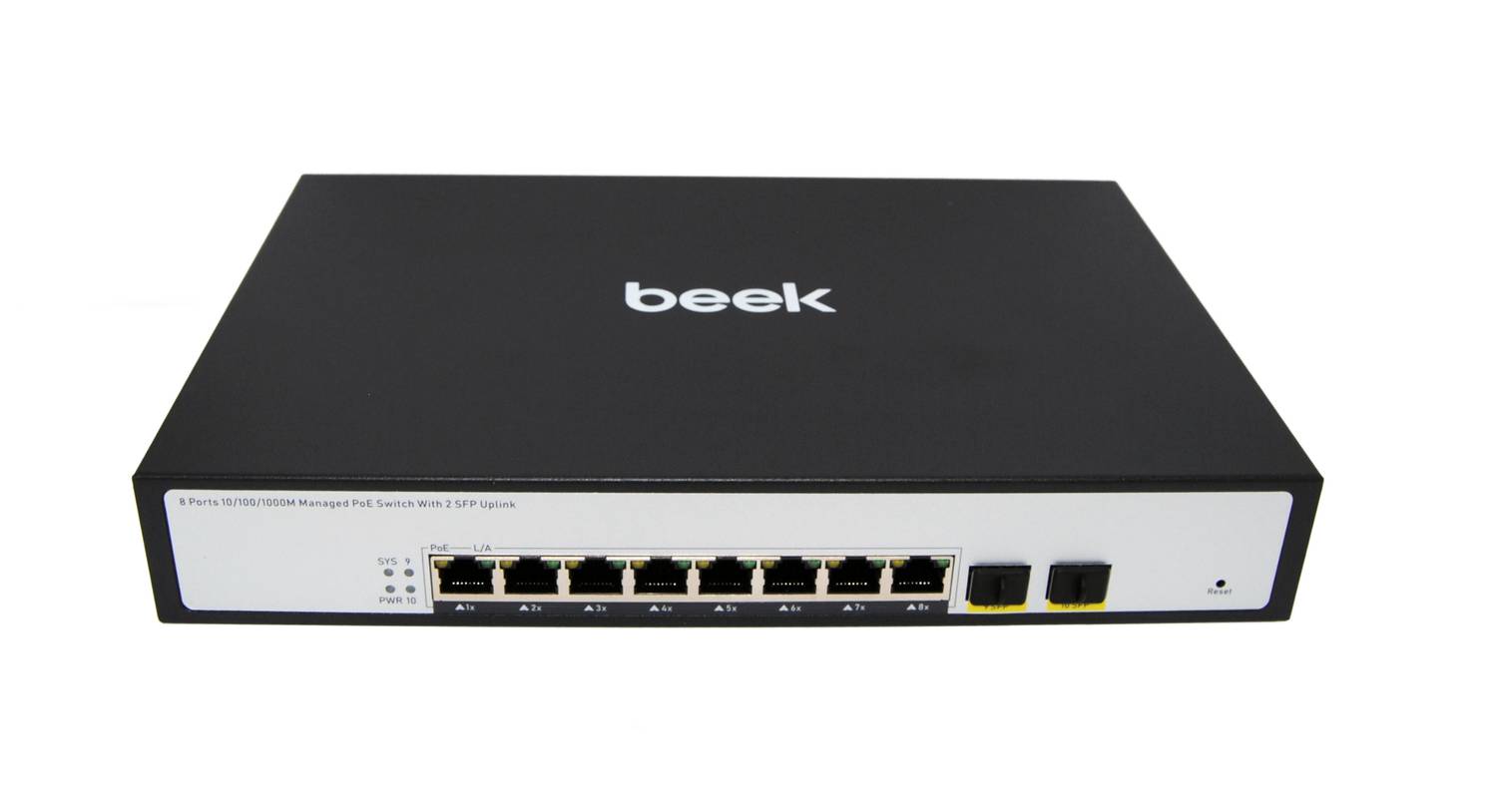 Beek L2 Managed PoE Switch, 8x Gigabit Ports with 120W Power Budget, 2x SFP Slots, 30.8W per Port, IEEE802.3af/at Compliant