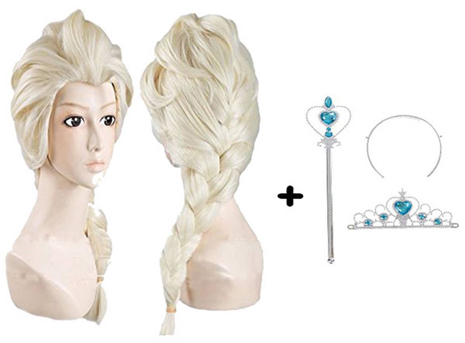 Örgülü Karlar Ülkesi Frozen Elsa Peruğu Tacı ve Sopası Çocuk Boy