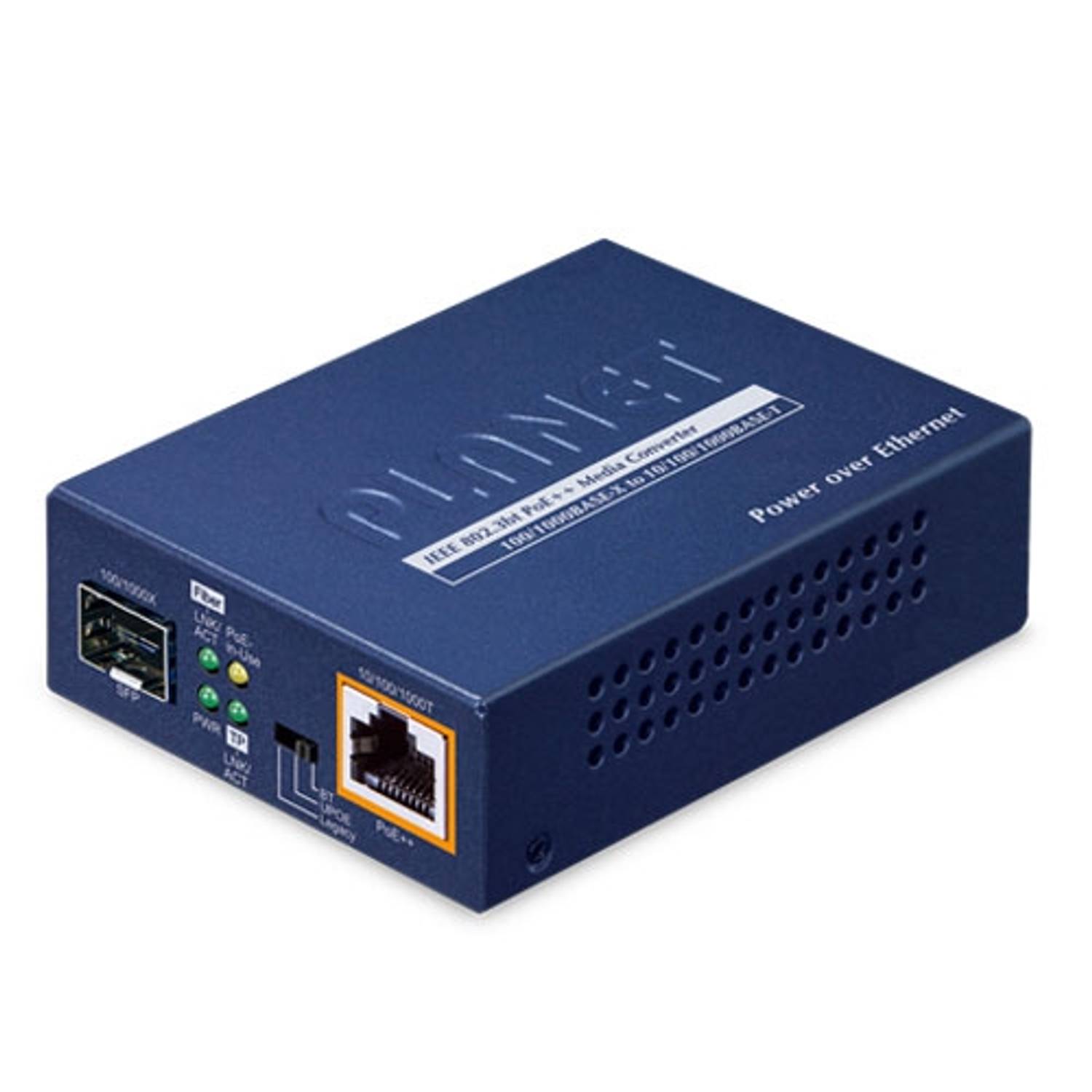 100/1000BASE-X SFP to 10/100/1000BASE-T 802.3bt PoE++ Media Converter (95 Watts)