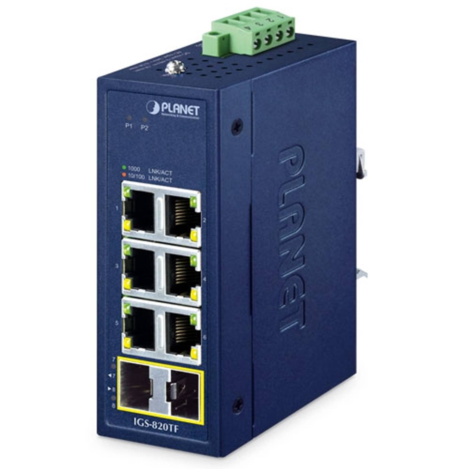 Compact Industrial 6-Port 10/100/1000T + 2-Port 100/1000X SFP Ethernet Switch