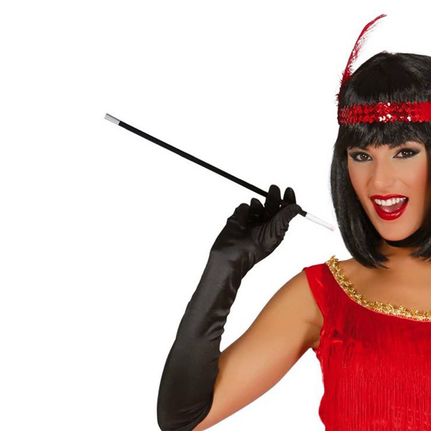 1920'ler 1990'lar Gatsby Kadın Aksesuar Seti – Kırmızı Charleston Saç Bandı ve Sigaralık