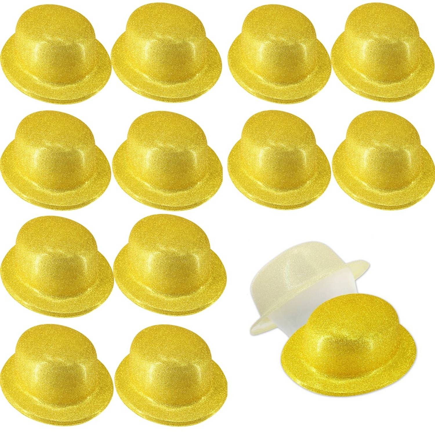 Altın Renk Simli Melon Yuvarlak Parti Şapkası 12 Adet