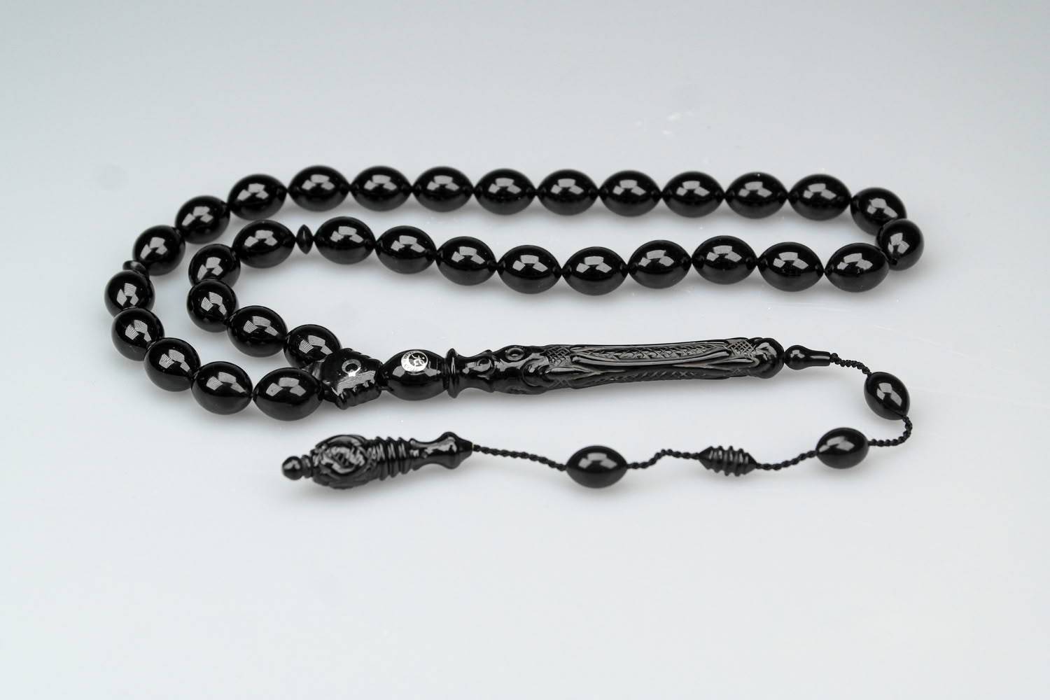 Oltu Taşı  Özel Seri  Hayat Ağacı Oyma İmame İşçilikli Tespih