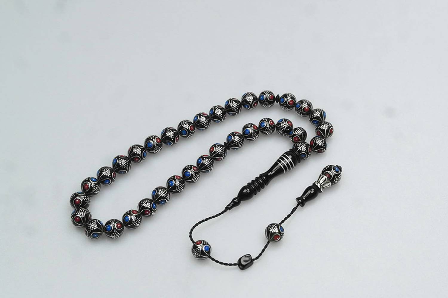  Oltu Taşı Çift Renk Damla Karpuz İşlemeli Tespih