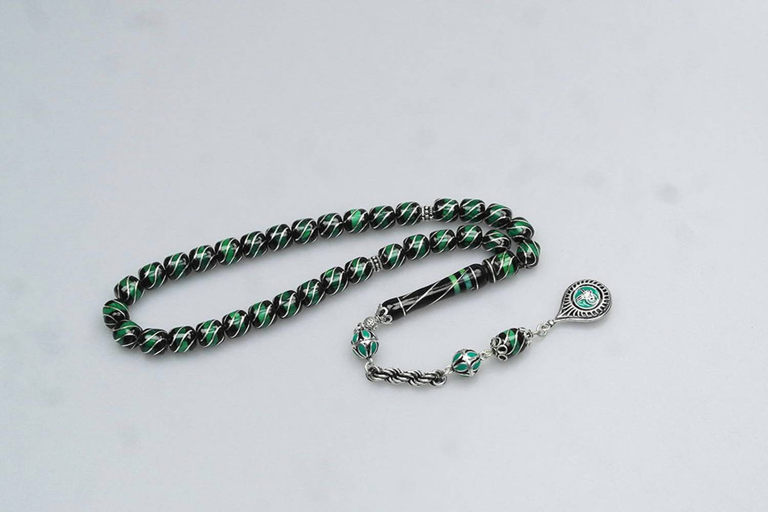 Oltu Taşı ve Galalith Çeşmi Bülbül İşlemeli Tespih