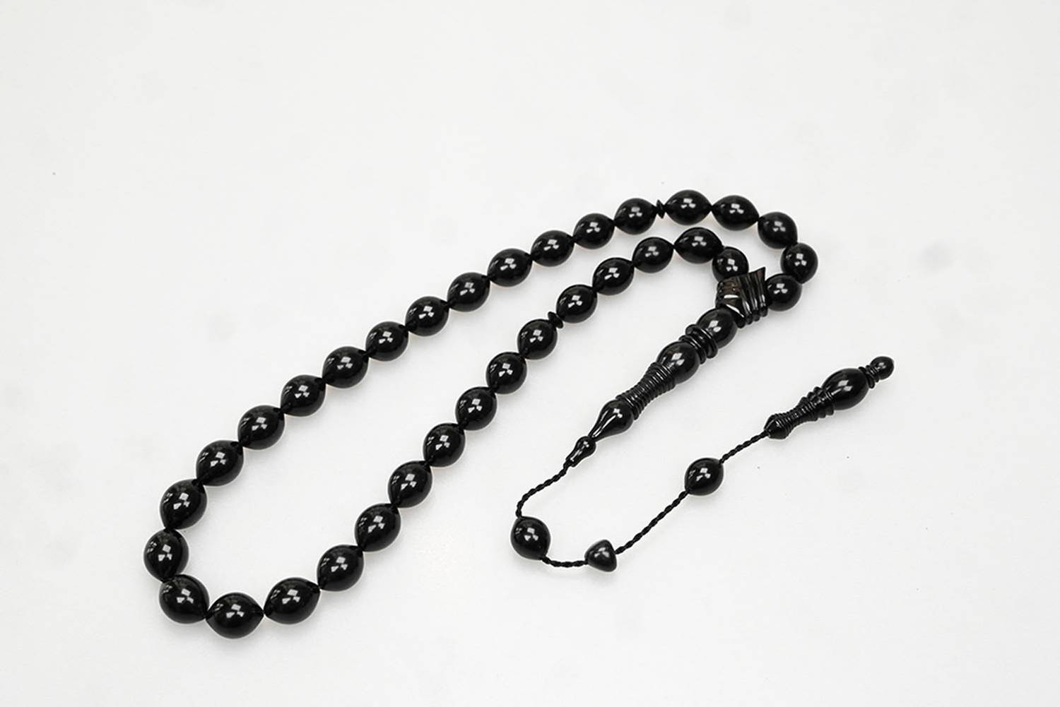 Oltu Taşı Gravatlı  Şerit Çizgi İmame  Sade Tespih