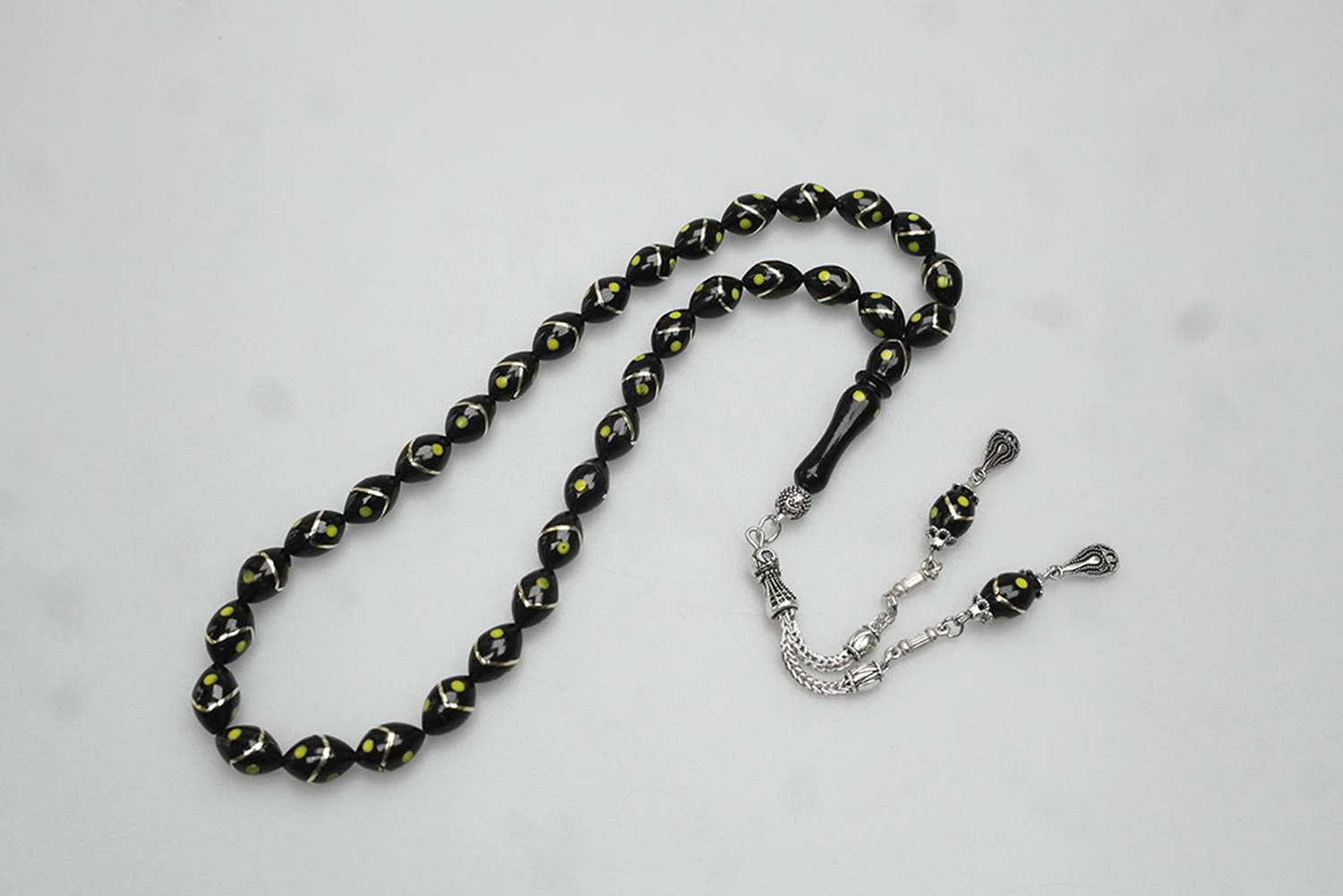 Tek Zikzak Pirinç Sarı İşleme Tespih