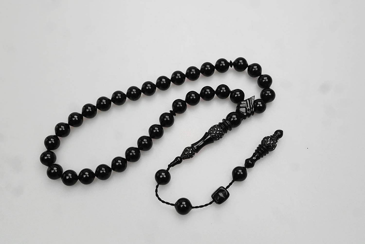 Oltu Taşı Kareli Oyma Nakkaş  İmameli  Sade Tespih