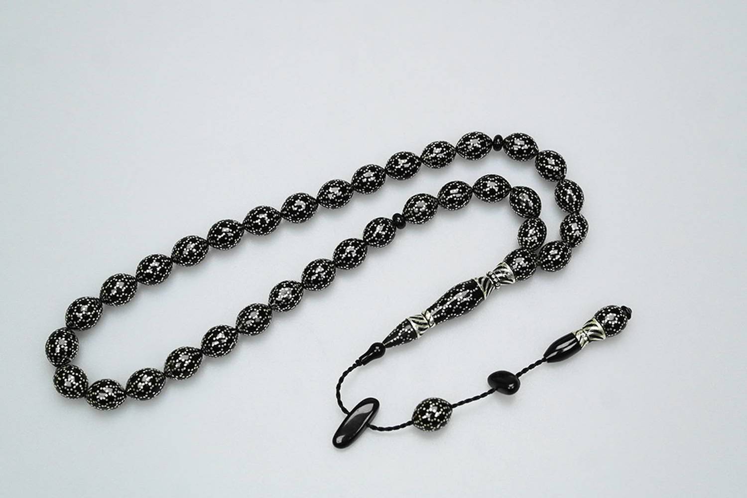 Oltu Taşı Petek İşlemeli Tespih