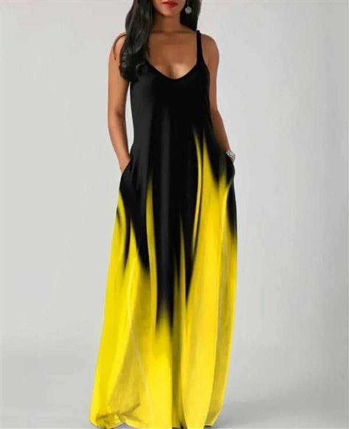 Flame Pattern Color Transition Strap Dress
