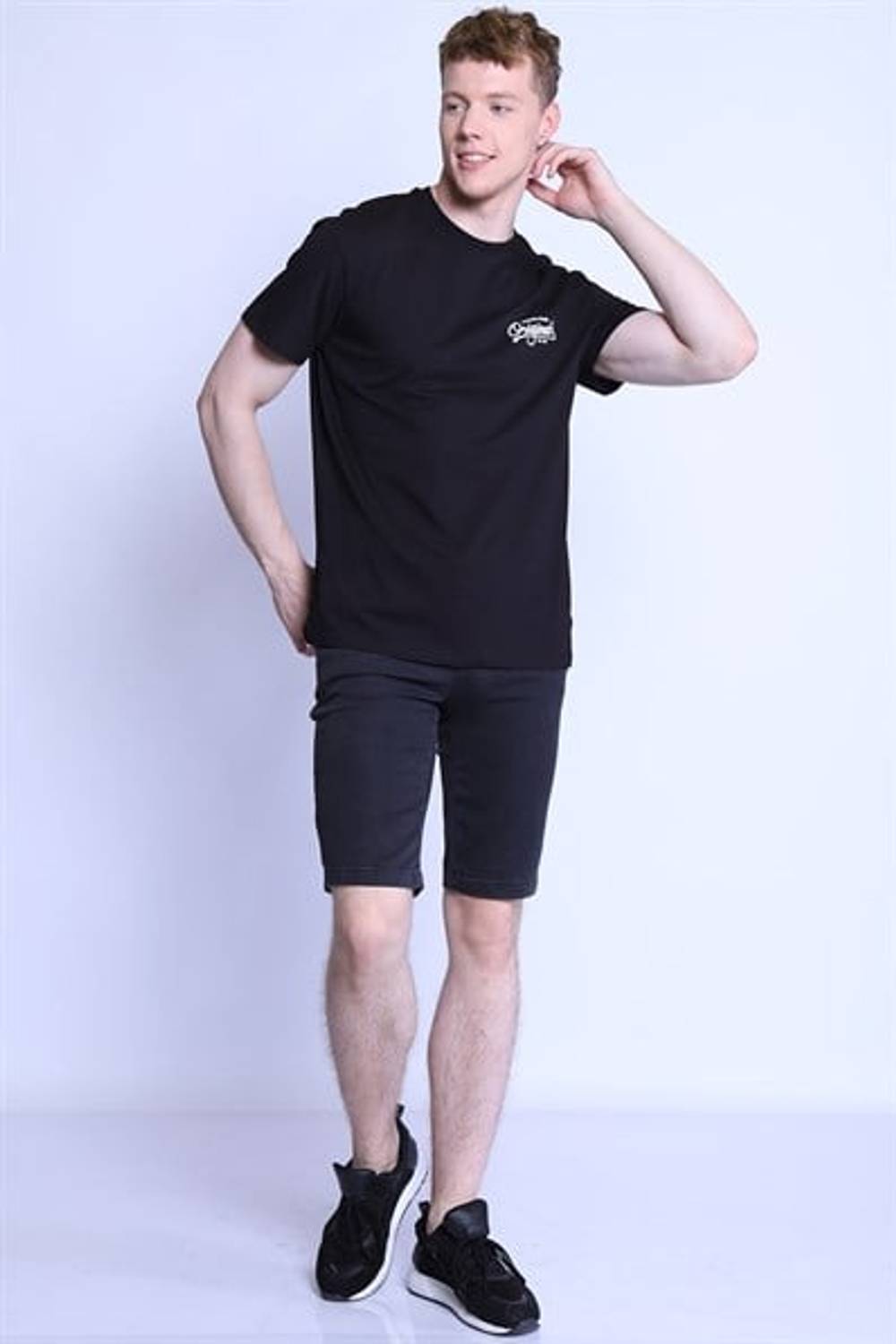 Чоловічі чорні спортивні шорти-панталони Es roy jogger 7078-02 з бавовни та еластану, розміри S, M, L, XL, XXL