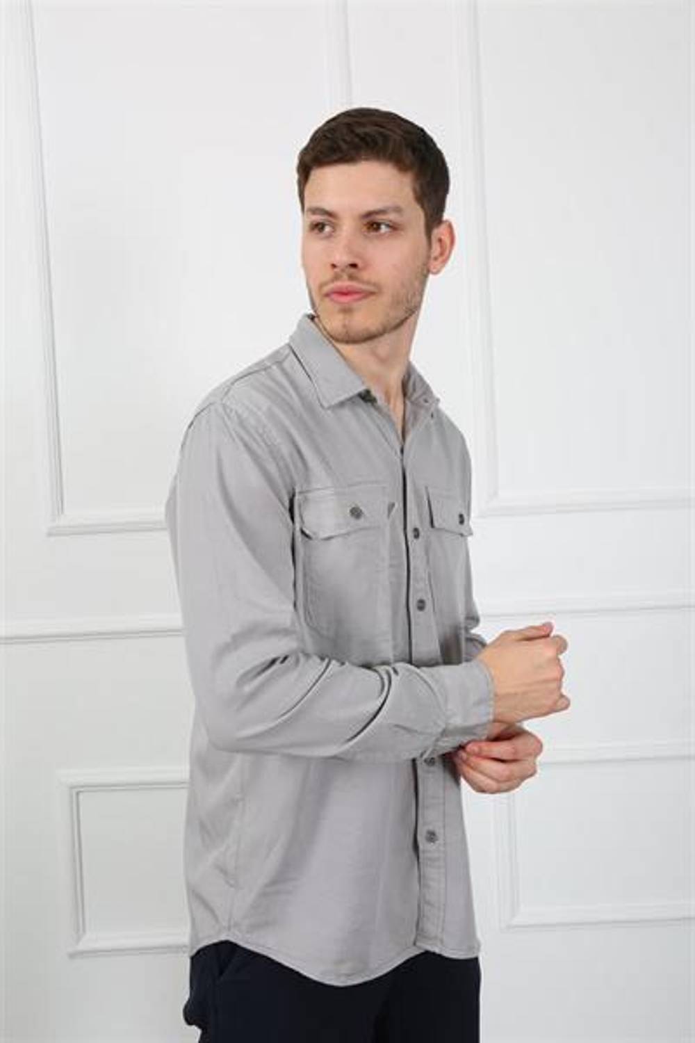 Чоловіча сорочка Regular Fit EG 1833-01 кольору TAŞ з Тенсел/хлопка та еластану
