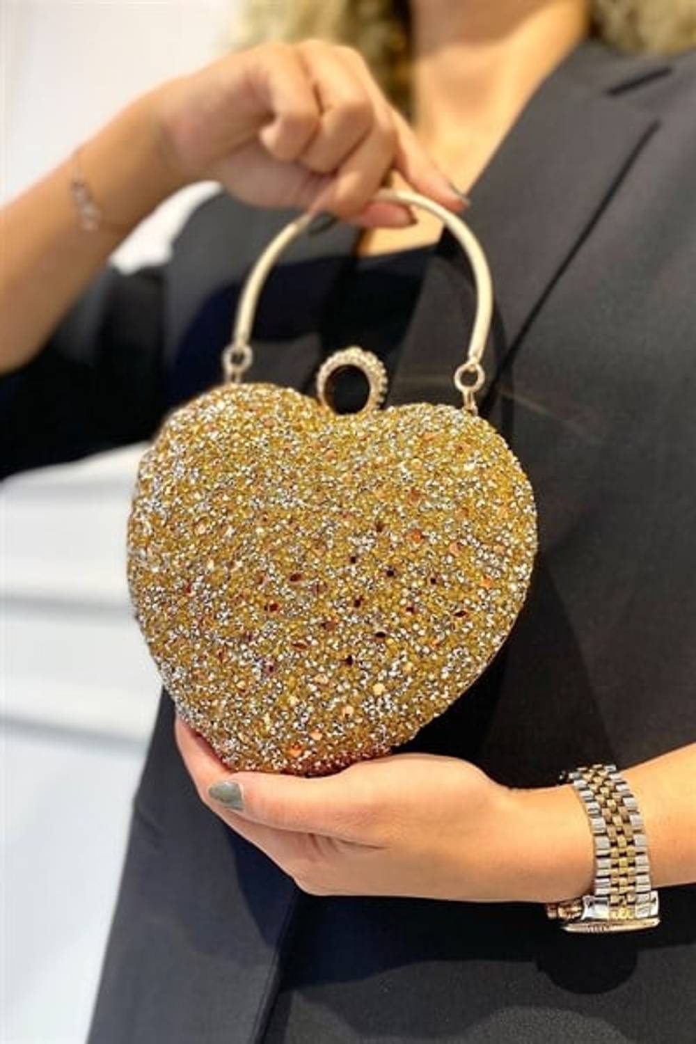 Женская сумка Maybe Gold с камнями, универсальный размер