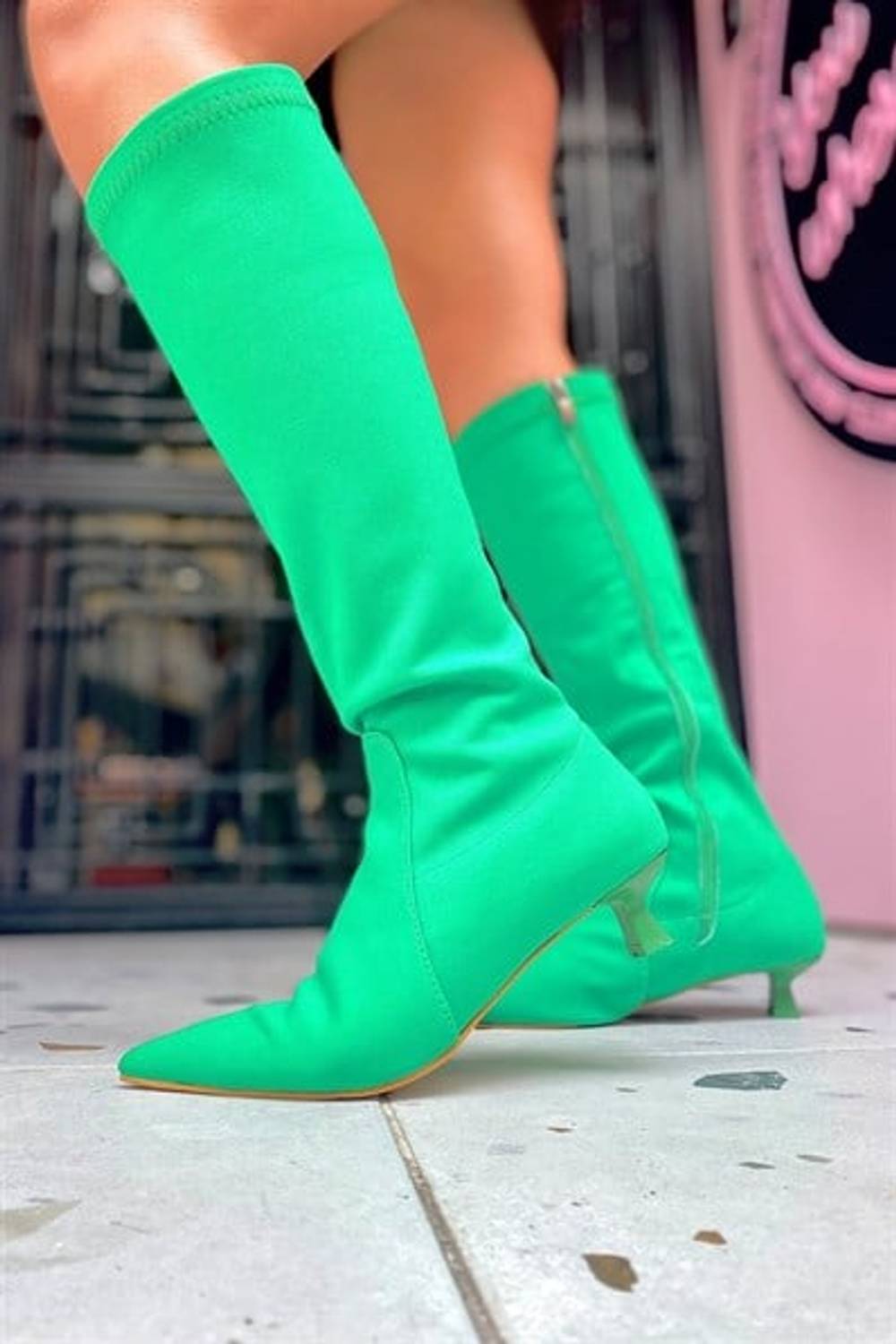 Vanessa Green Matte Stretch Women's Heeled Boots