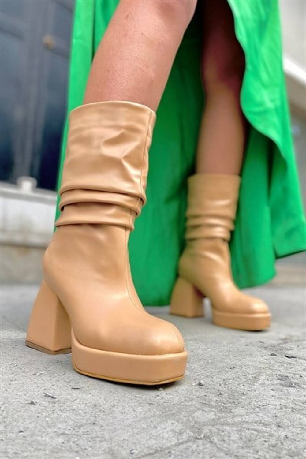 Wever Nude Sheer Platform Women's Heeled Boots