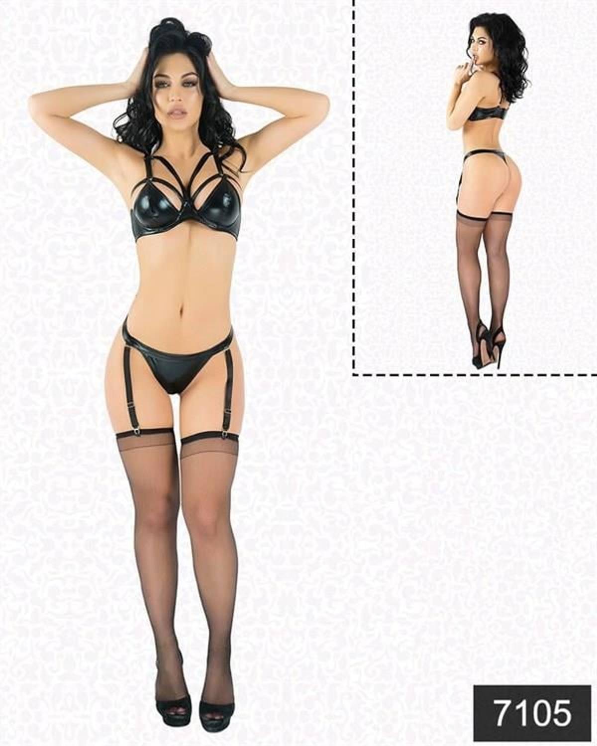 Markano Latex Bralet Suspenders Set