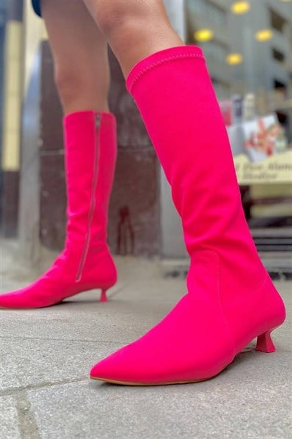 Vanessa Fuchsia Matte Stretch Women's Heeled Boots
