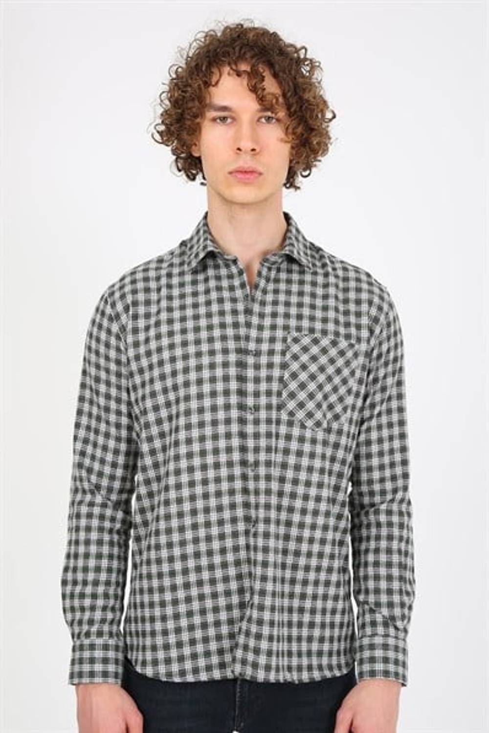 Мужская рубашка EG 1839 NEFTİ из хлопка и полиэстера, размер S-XXL, цвет NEFTİ, стильный дизайн, комфортная посадка, идеальна для повседневной носки