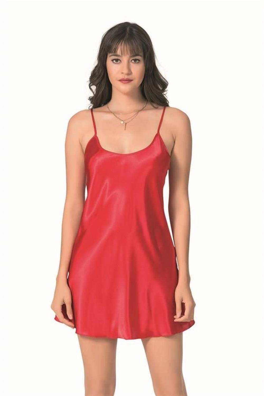 Markano Red Short Satin Nightgown