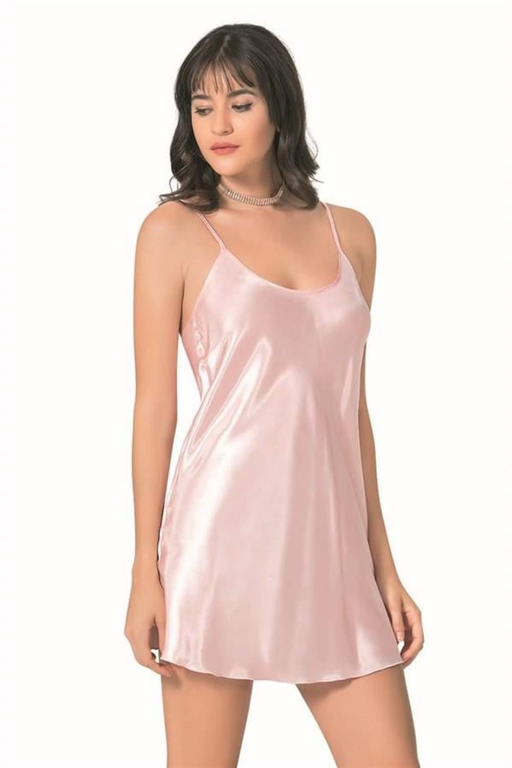 Markano Salmon Short Satin Nightgown